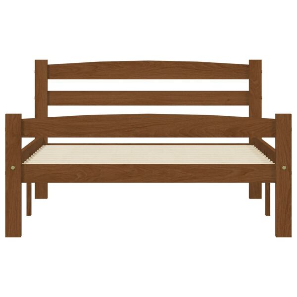 vidaXL Estrutura de cama 90x200 cm pinho maci&ccedil;o castanho mel