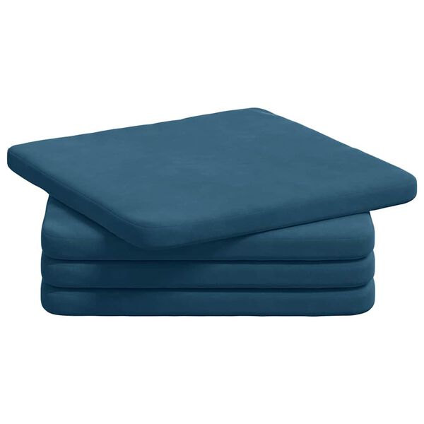 vidaXL Almofadas de Assento 4 pcs Azul 40 x 40 x 3 cm Veludo