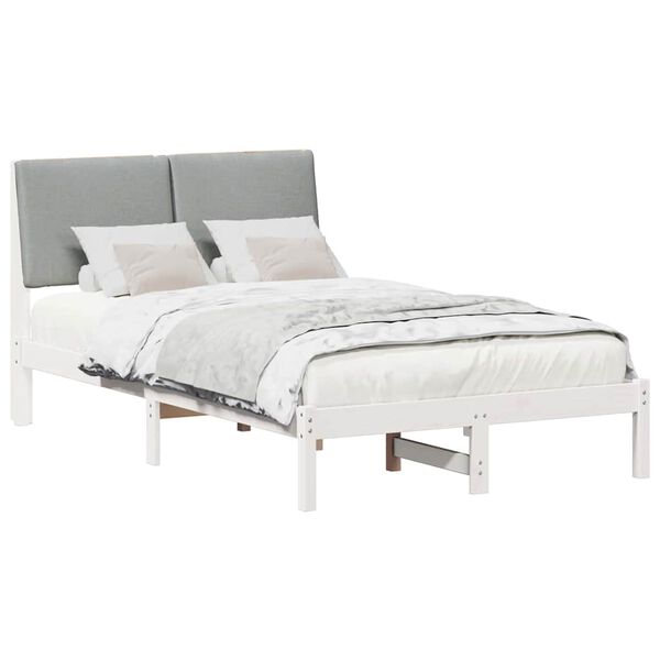 vidaXL Estrutura da cama Branco e cinza claro 135 x 190 cm