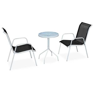 vidaXL Conjunto bistr&ocirc; a&ccedil;o + textilene 50x71 cm preto