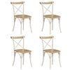 vidaXL Cadeiras costas em cruz 4 pcs madeira mangueira maci&ccedil;a branco