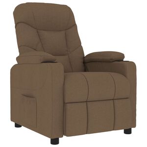 vidaXL Poltrona de massagens reclin&aacute;vel tecido castanho