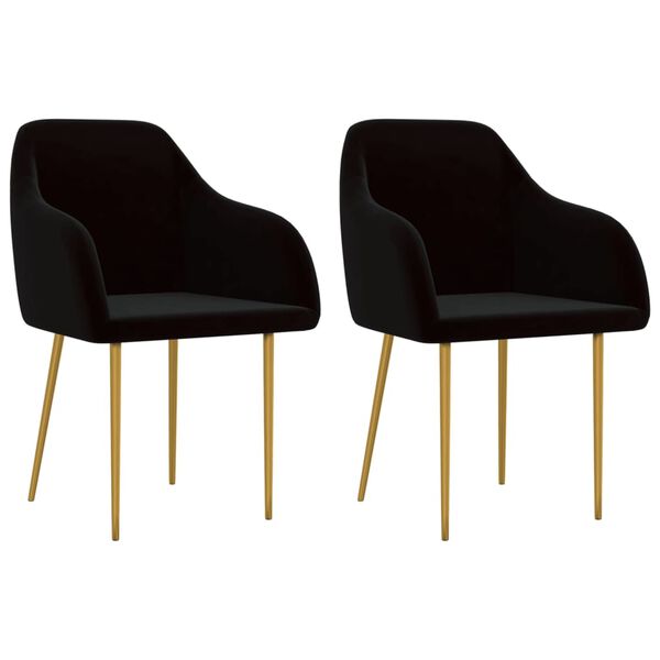 vidaXL Cadeiras de jantar 2 pcs veludo preto