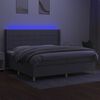 vidaXL Cama box spring c/ colch&atilde;o e LED 200x200 cm tecido cinza-claro