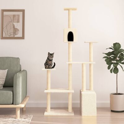 vidaXL Árvore para gatos c/ postes arranhadores sisal 180 cm cor creme