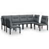 vidaXL 6 pcs conjunto lounge de jardim vime PE preto e cinzento