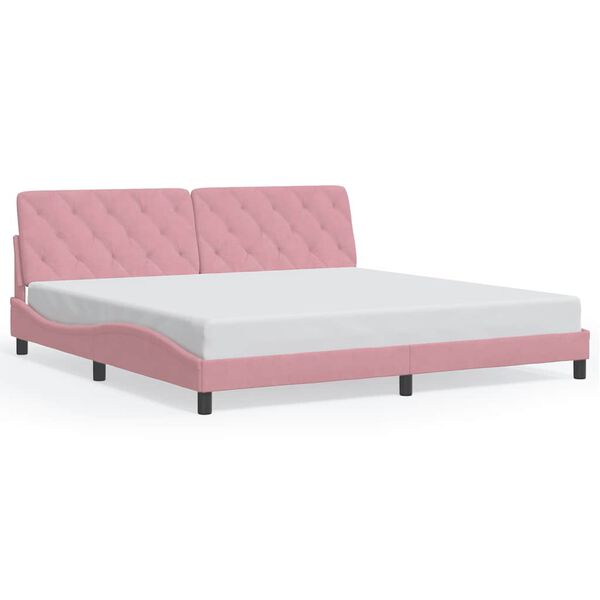 vidaXL Estrutura de cama sem colch&atilde;o 200x200 cm veludo rosa