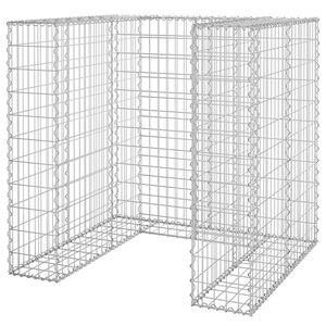 vidaXL Muro gabi&atilde;o p/ caixote do lixo a&ccedil;o galvanizado 110x100x110 cm