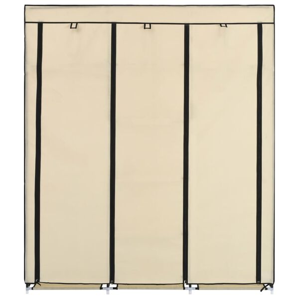 vidaXL Roupeiro c/ compartimentos e varões 150x45x175 cm tecido creme