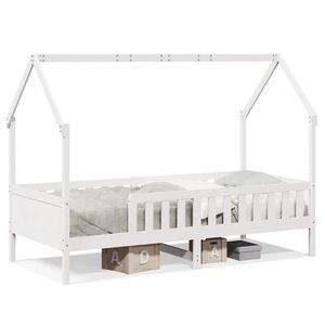 vidaXL Cama infantil formato de casa 90x200 cm pinho maci&ccedil;o branco