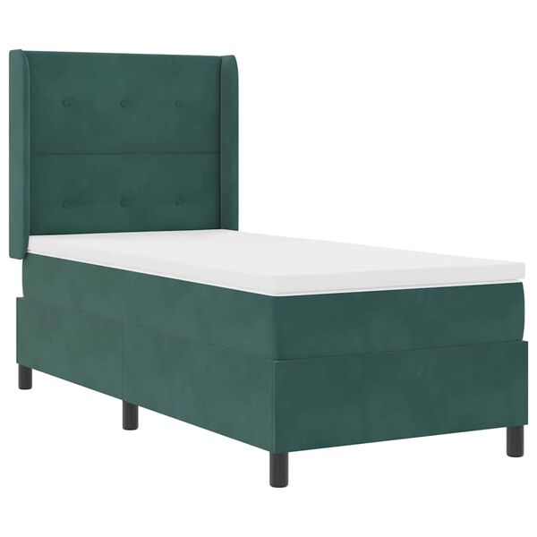 vidaXL Cama Box com cabeceira Verde-escuro 90 x 200 cm Veludo