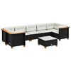 vidaXL 8 pcs conjunto sof&aacute;s de jardim com almofad&otilde;es vime PE preto