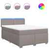 vidaXL Cama com molas/colch&atilde;o 140x190 cm tecido castanho-acinzentado