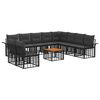 vidaXL Conjunto de Sof&aacute;s para Exterior 11 pcs Preto e Cinza Escuro