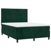 vidaXL Cama box spring c/ colch&atilde;o/LED 140x190 cm veludo verde-escuro