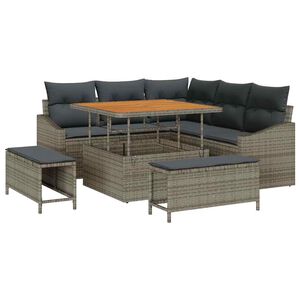 vidaXL Conjunto de Sof&aacute; de Jardim 8 pcs Cinzeto Rattan Sint&eacute;tico