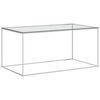 vidaXL Mesa de centro 90x50x43 cm a&ccedil;o inoxid&aacute;vel prateado e vidro
