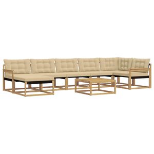 vidaXL Conjunto de Sof&aacute;s para Exterior 8 unid. Branco e Bege