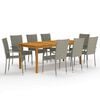 vidaXL 9 pcs conjunto de jantar para jardim cinzento