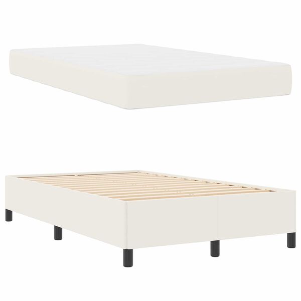 vidaXL Estrutura da Cama com colch&atilde;o Creme 120 x 200 cm tecido