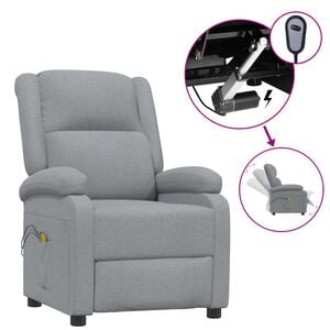 vidaXL Poltrona de massagens el&eacute;trica tecido cinzento-claro