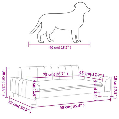 vidaXL Cama para cães 90x53x30 cm couro artificial preto