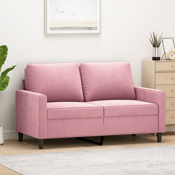 vidaXL Sof&aacute; de 2 lugares veludo 120 cm rosa