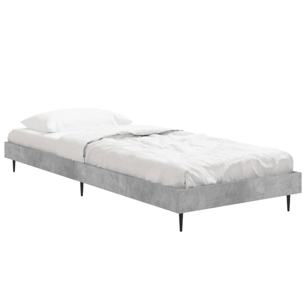 vidaXL Estrutura de cama 75x190 cm derivados de madeira cinza cimento