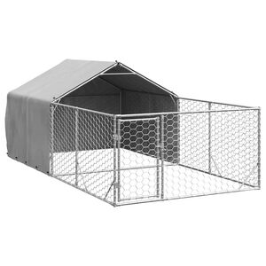 vidaXL Canil exterior para c&atilde;es com corredor 4x2x1,5 m a&ccedil;o galvanizado