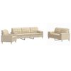 vidaXL 3pcs conjunto de sof&aacute;s c/ almofadas decorativas tecido creme