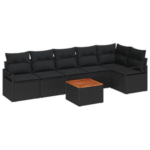 vidaXL Conjunto de Sof&aacute; de Jardim 7 pcs Preto vime PE