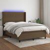 vidaXL Cama box spring c/ colch&atilde;o/LED 140x200cm tecido castanho-escuro