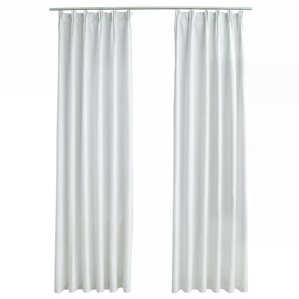 vidaXL Cortinas blackout com ganchos 2 pcs 140x175 cm branco sujo