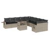 vidaXL 11 pcs conjunto sof&aacute;s de jardim c/ almofad&otilde;es vime PE cinzento