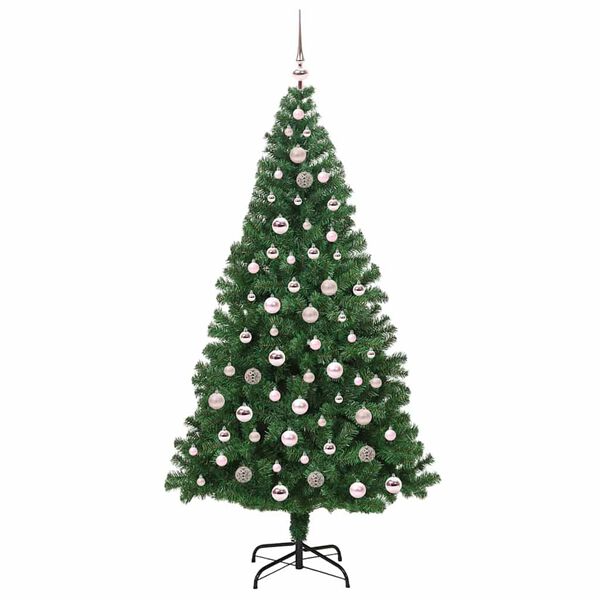 vidaXL &Aacute;rvore de Natal Artificial Verde 210 cm PVC, A&ccedil;o e Pl&aacute;stico
