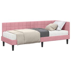 vidaXL Estrutura de Cama de Canto com Colch&atilde;o 2 unid. Rosa 80 x 200 cm