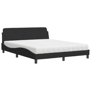vidaXL Cama com colch&atilde;o Dover 160x200 cm veludo preto