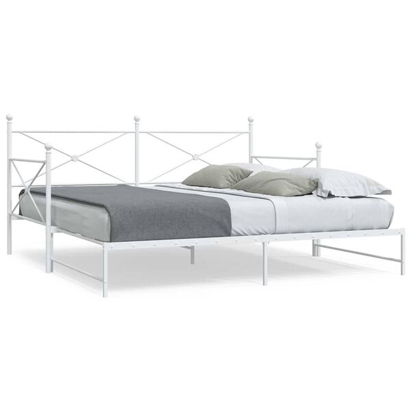 vidaXL Cama de dia com gavet&atilde;o sem colch&atilde;o 100x190 cm a&ccedil;o branco