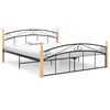 vidaXL Estrutura de cama 160x200cm metal/madeira carvalho maci&ccedil;a preto