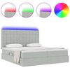 vidaXL Cama com luzes de tira LED Cinzento-claro 200 x 200 cm Veludo