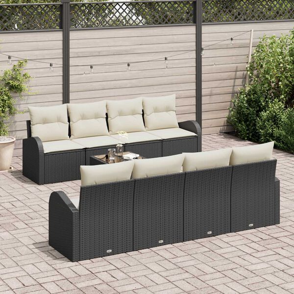 vidaXL Conjunto de Sof&aacute; de Jardim Preto 55 x 55 x 37 cm vime PE