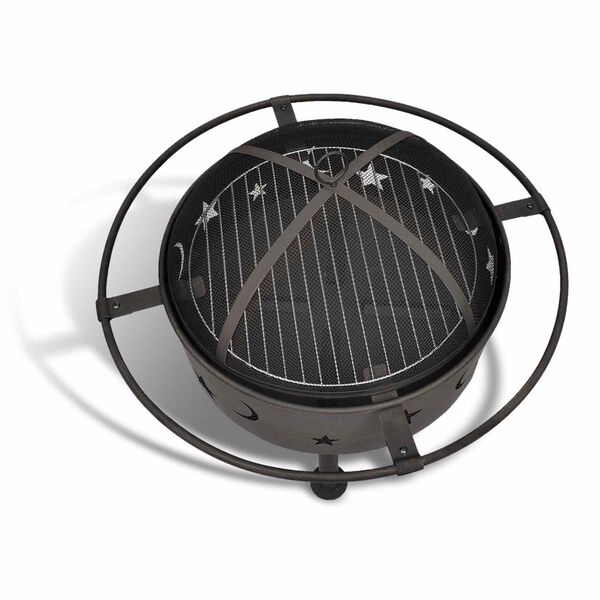 vidaXL Escala de Fogo Lua Preto 82 x 82 x 64 cm A&ccedil;o