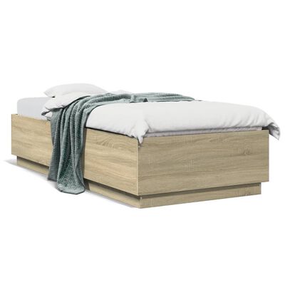 vidaXL Estrutura cama 100x200 cm derivados de madeira carvalho sonoma