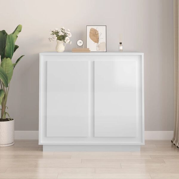 vidaXL Aparador 80x34x75 cm derivados de madeira branco brilhante