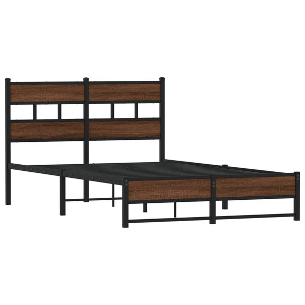 vidaXL Estrutura de cama sem colch&atilde;o 120x190cm metal carvalho castanho