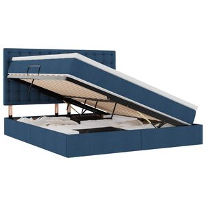 vidaXL Cama com arruma&ccedil;&atilde;o e colch&atilde;o Azul 160 x 200 cm Poli&eacute;ster