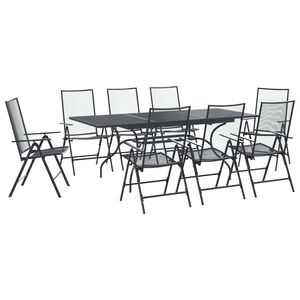 vidaXL Conjunto de Jantar para Jardim 9 unid. Antracite Malha e A&ccedil;o