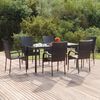 vidaXL 7 pcs conjunto de jantar para jardim vime PE preto