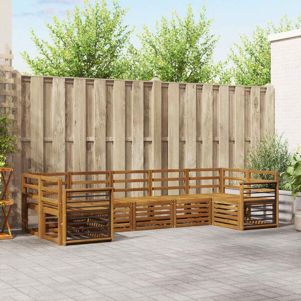 vidaXL Conjuntos de sof&aacute;s 7 pcs Natural Madeira S&oacute;lida de Ac&aacute;cia