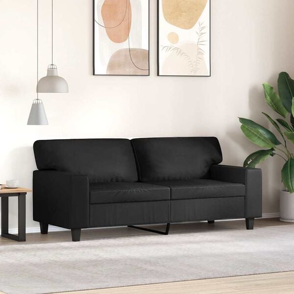 vidaXL Sof&aacute; de 2 lugares 140 cm couro artificial preto